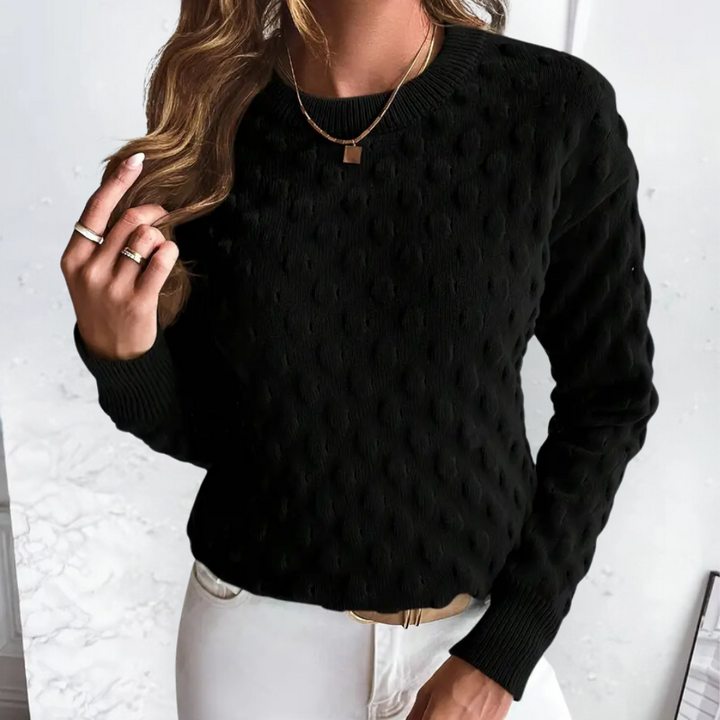 Soft cashmere blend women's sweater, an elegant and cozy long-sleeve pullover perfect for fall & winter.