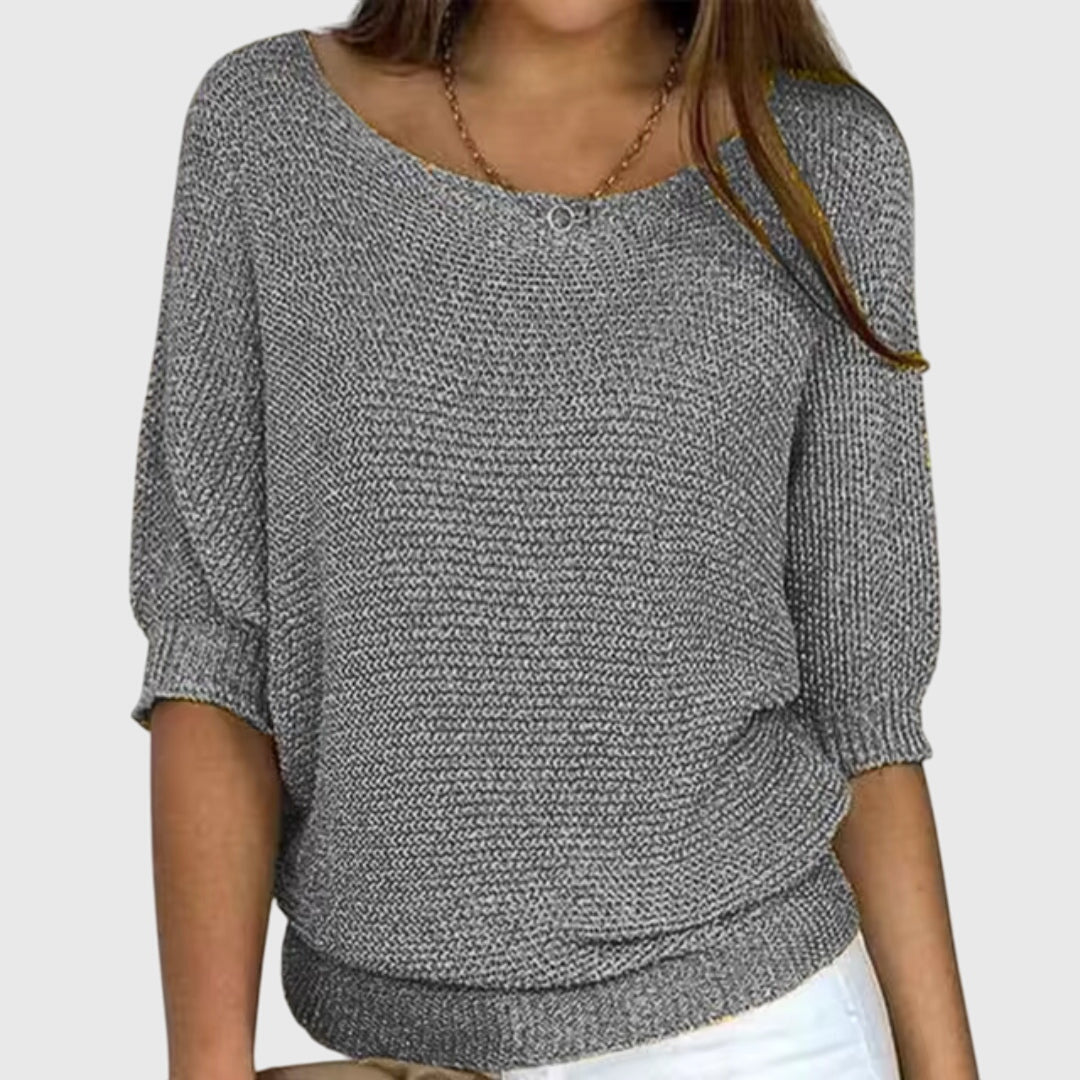 High-quality women's elegant knit sweater. Soft, comfortable knitwear designed for all-season wear & style.