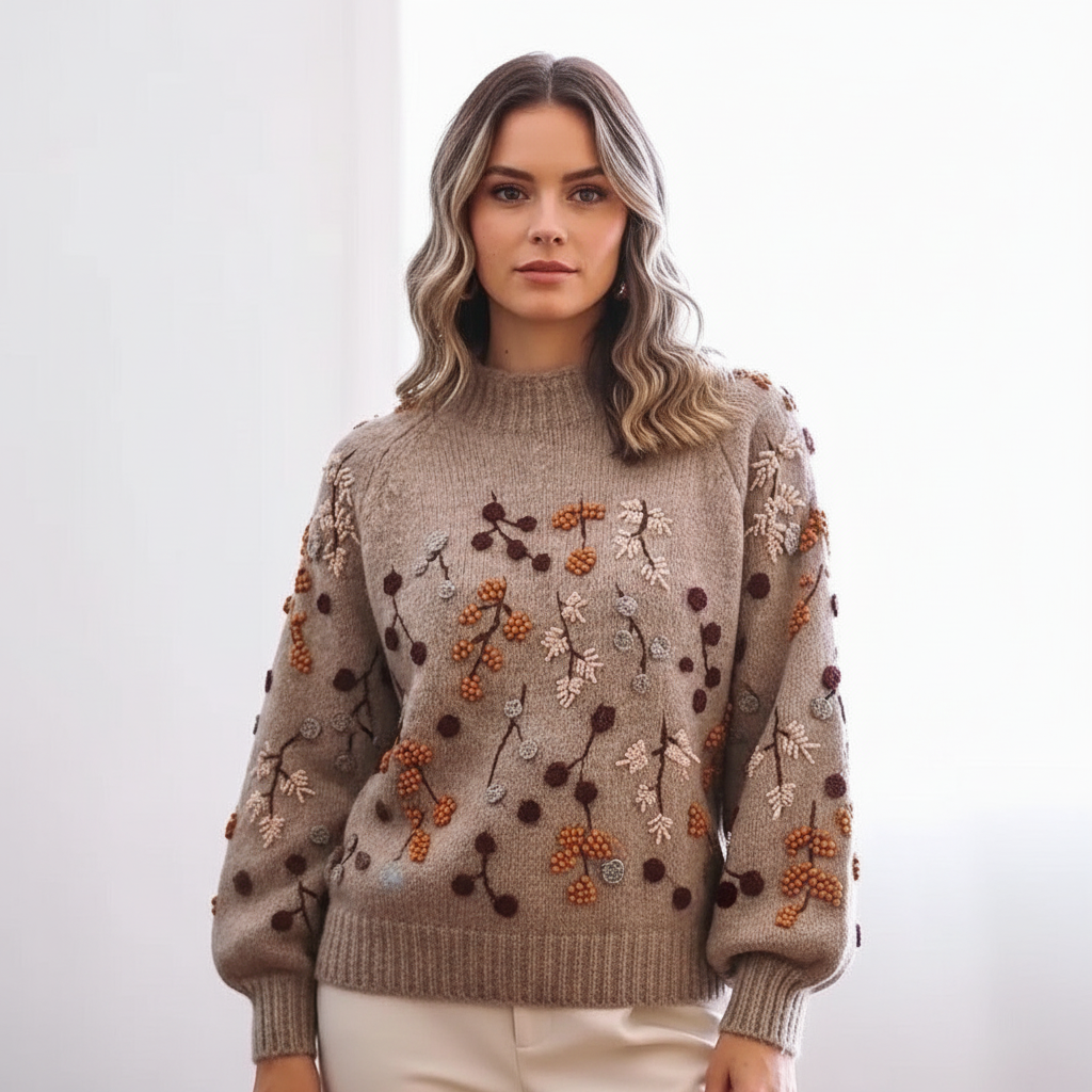 Comfortable long sleeve knitted sweater for women, a chic and casual autumn choice.