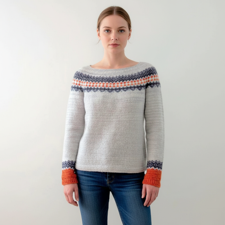Stylish feminine knitted sweater, a versatile addition to winter wear