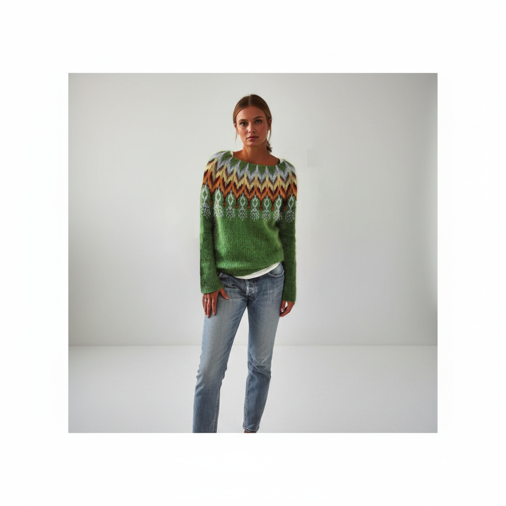Knitted 'Hildegard' sweater for women, offering elegant autumn/winter style