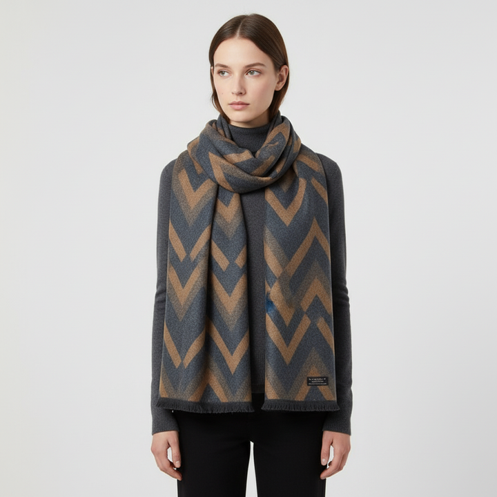 Fashionable women's knitted silk cashmere scarf, a must-have for a chic winter wardrobe.