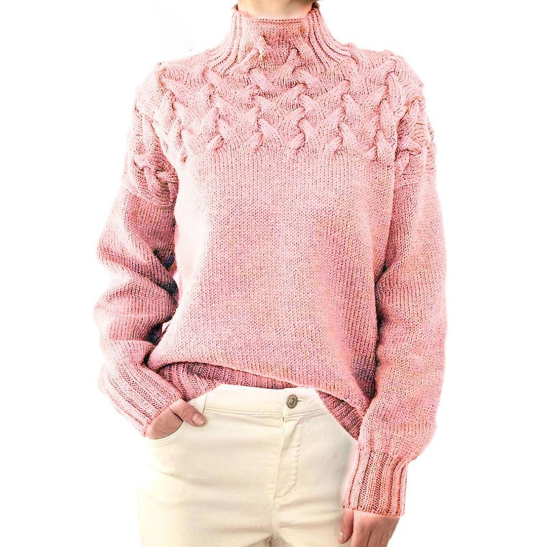 Cozy & stylish women's turtleneck sweater. Elegant long sleeve knitted top for comfortable winter fashion.
