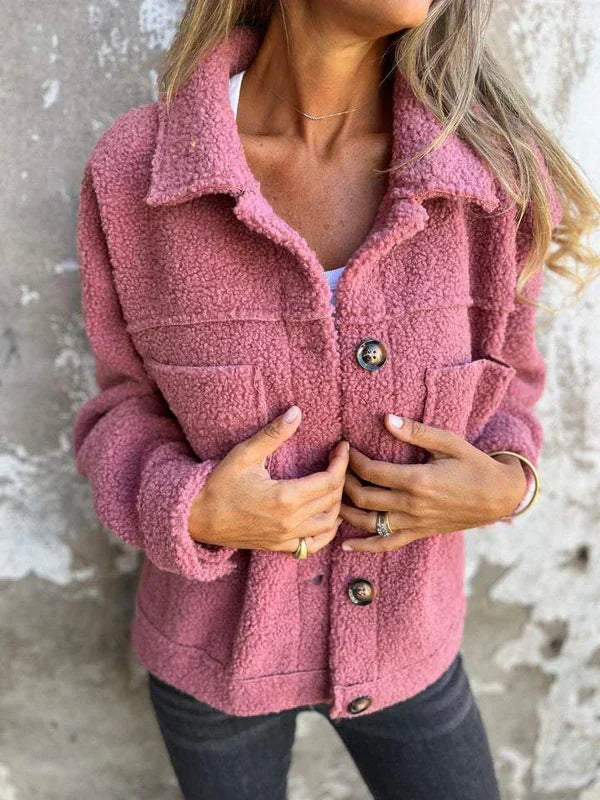 Fashionable lapel collar jacket for women. Short & chic outerwear, comfortable and perfect for versatile autumn styling.