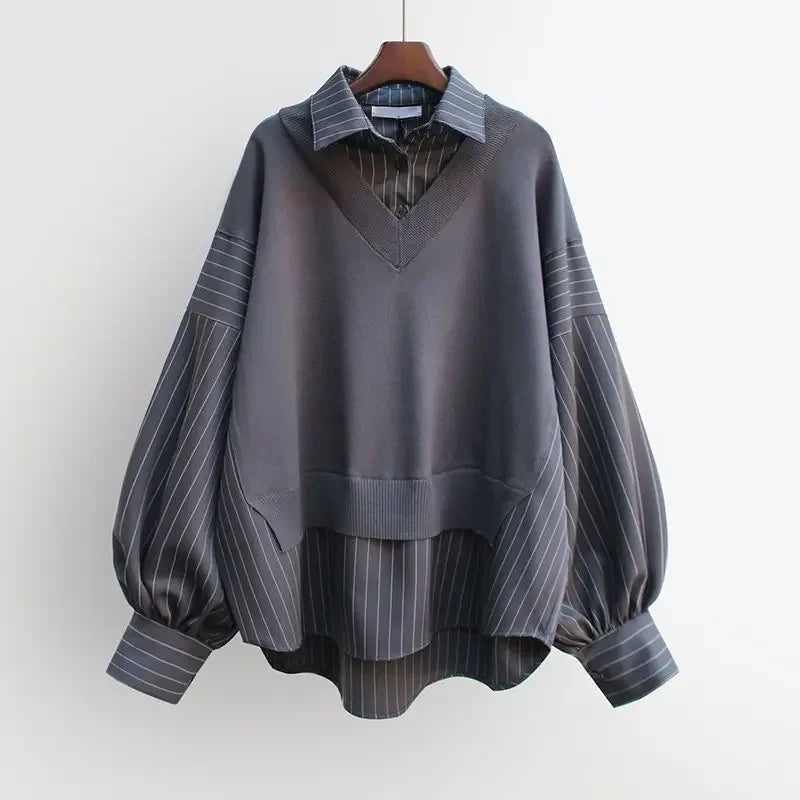 Elegant women's layered blouse, chic fashion top for versatile style & comfortable wear.