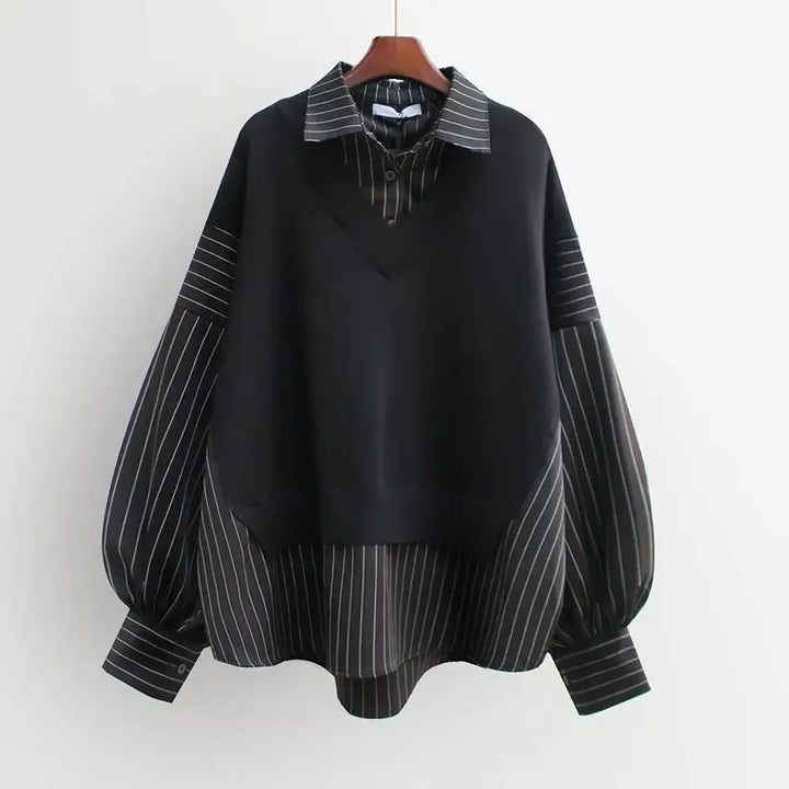 Comfortable grey layered blouse for women, a chic & versatile everyday fashion top.