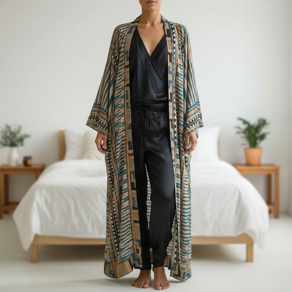 Elegant women's lightweight kimono jacket, Elena style, in a modern, versatile design. Perfect casual chic outerwear.