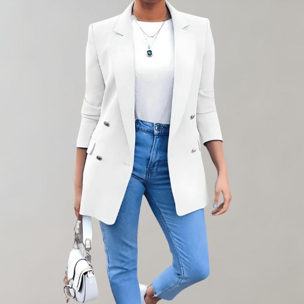 Versatile long jacket, Clara, an elegant & comfortable women's outerwear piece for stylish ladies fashion.