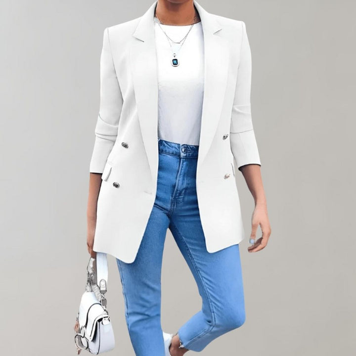 Versatile long jacket, Clara, an elegant & comfortable women's outerwear piece for stylish ladies fashion.