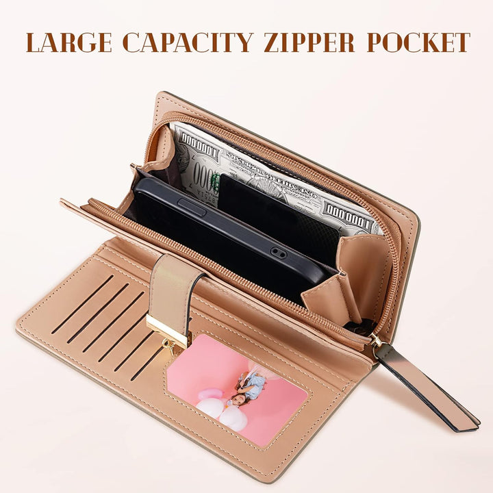 Luxury long leaf leather wallet for women, a practical and fashionable statement piece