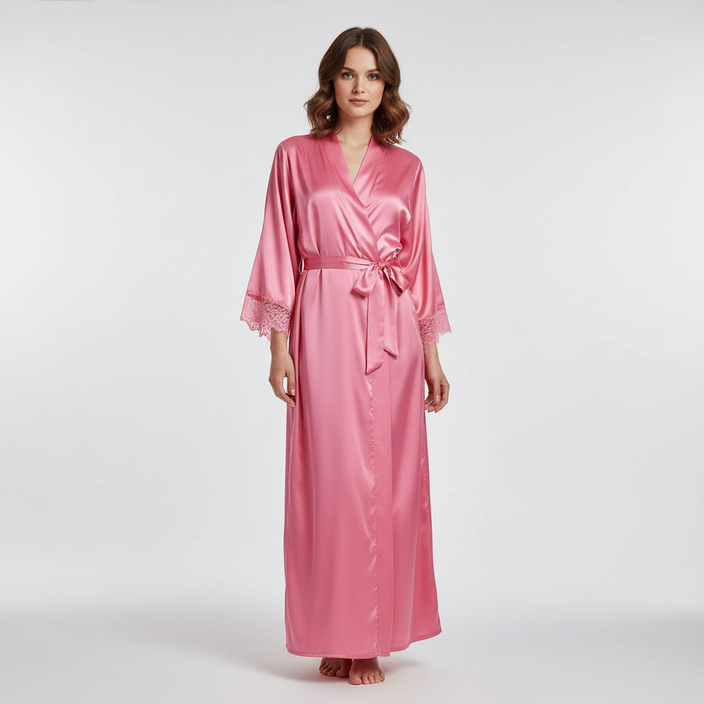 Women's long comfortable bathrobe, ideal elegant lounge wear for relaxing at home 'Susanne'.