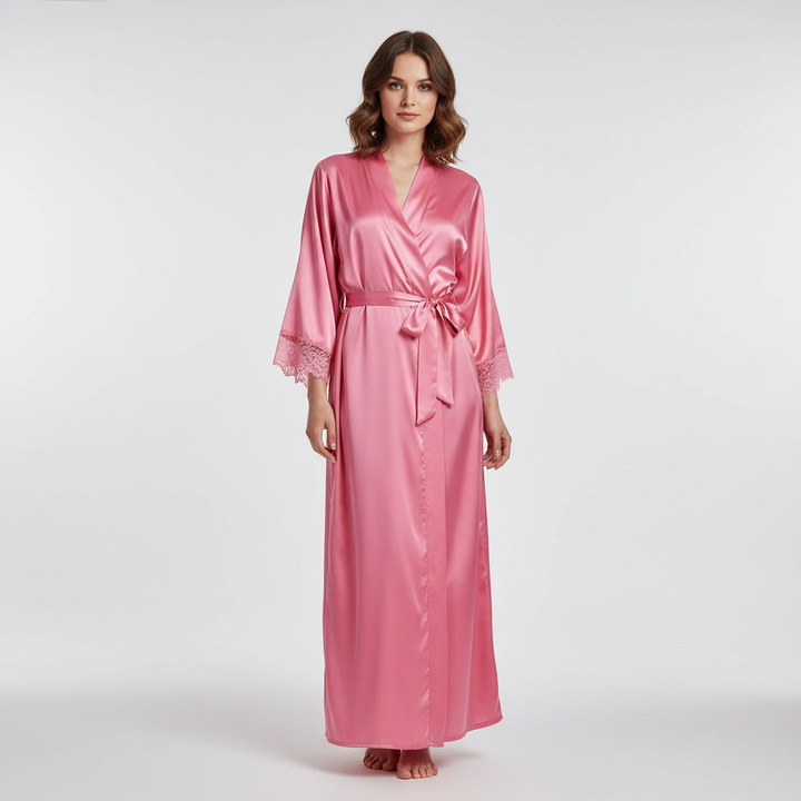 Women's long comfortable bathrobe, ideal elegant lounge wear for relaxing at home 'Susanne'.