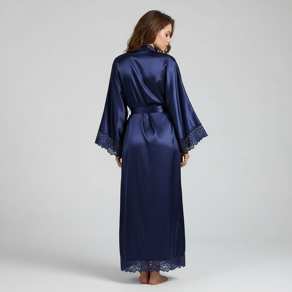 All-season women's long robe, elegant and soft, designed for ultimate comfort as lounge wear.