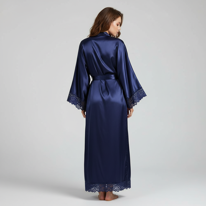 All-season women's long robe, elegant and soft, designed for ultimate comfort as lounge wear.