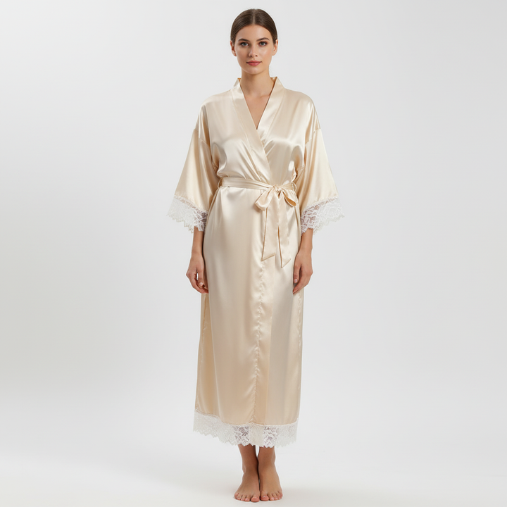 Comfortable women's long bathrobe, 'Susanne', an elegant choice for cozy sleepwear and lounging.
