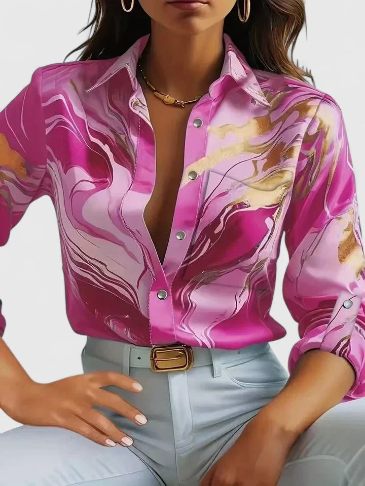 Stylish women's long sleeve blouse, an elegant top for versatile fashion. Perfect for work or chic casual wear.