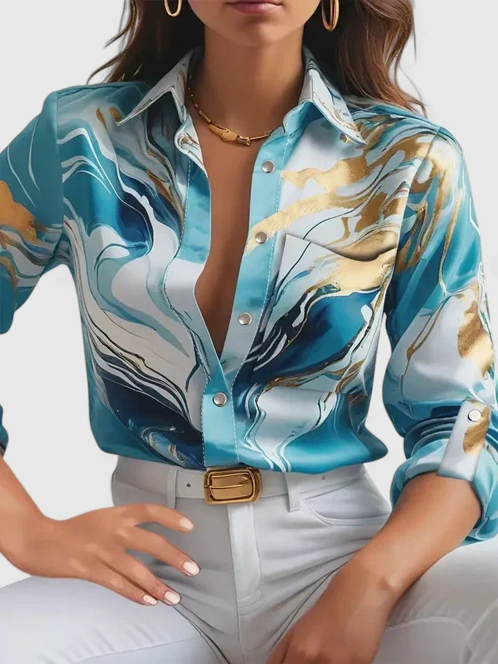 Comfortable fit women's elegant blouse. Stylish long sleeve top, perfect for office, casual, or formal apparel.