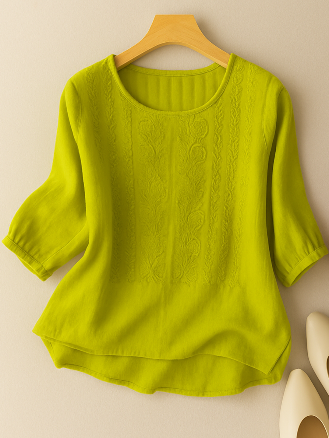 Versatile women's embroidered long sleeve blouse. Relaxed fit and elegant design for stylish casual to formal fashion.