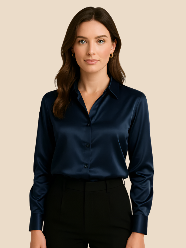 Women's stylish long sleeve button shirt, perfect for office and formal occasions.