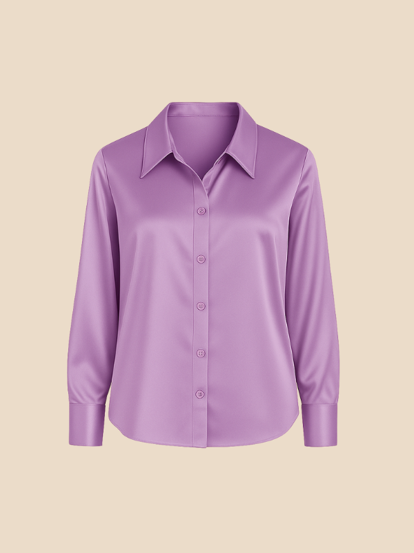 Professional women's button-down long sleeve top, perfect for smart office style.