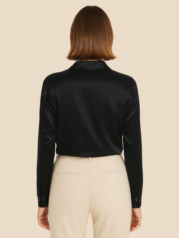 Women's classic elegant long sleeve button blouse, for professional women.