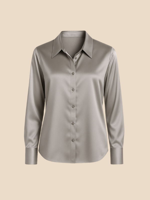 Professional women's elegant long sleeve blouse, perfect for business meetings.