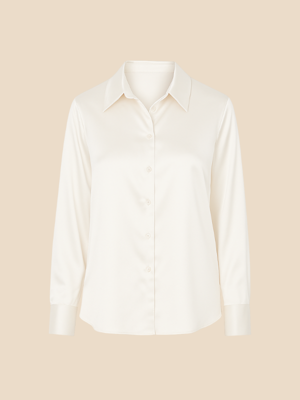 Classic women's long sleeve button-down blouse, sophisticated for professional women.