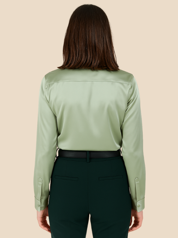 Professional women's long sleeve button shirt, elegant and perfect for work.