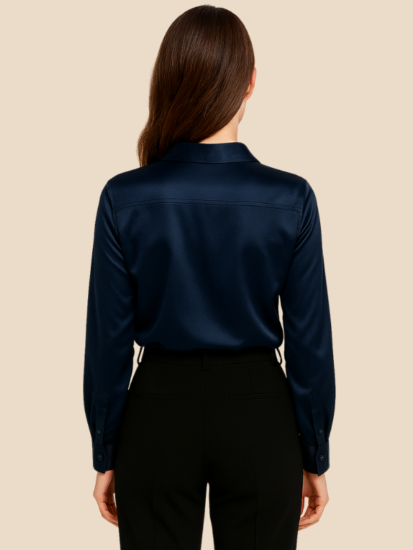 Professional women's classic long sleeve button blouse, for sophisticated style.