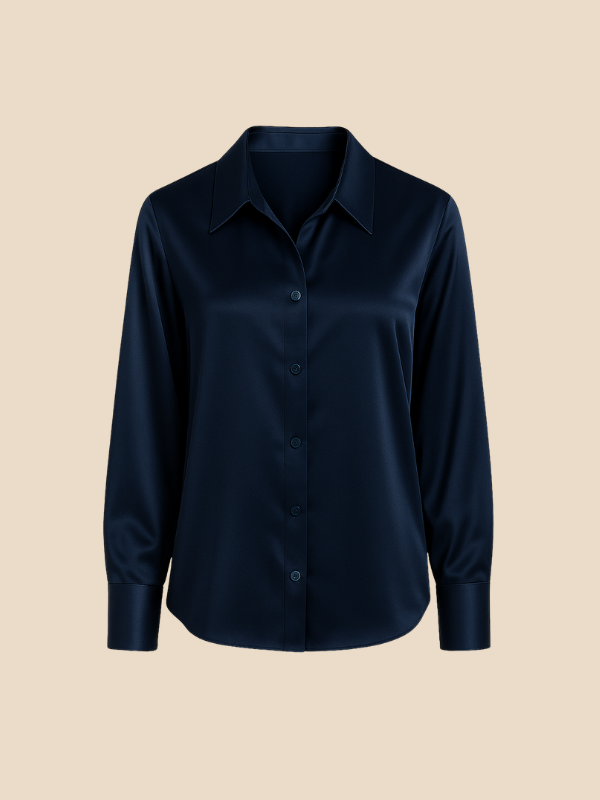 Elegant women's long sleeve button-down shirt, a timeless piece for work.