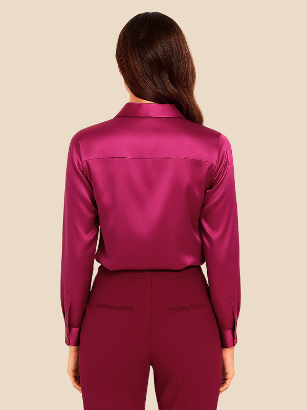 Chic women's office long sleeve blouse with buttons, perfect for a smart look.