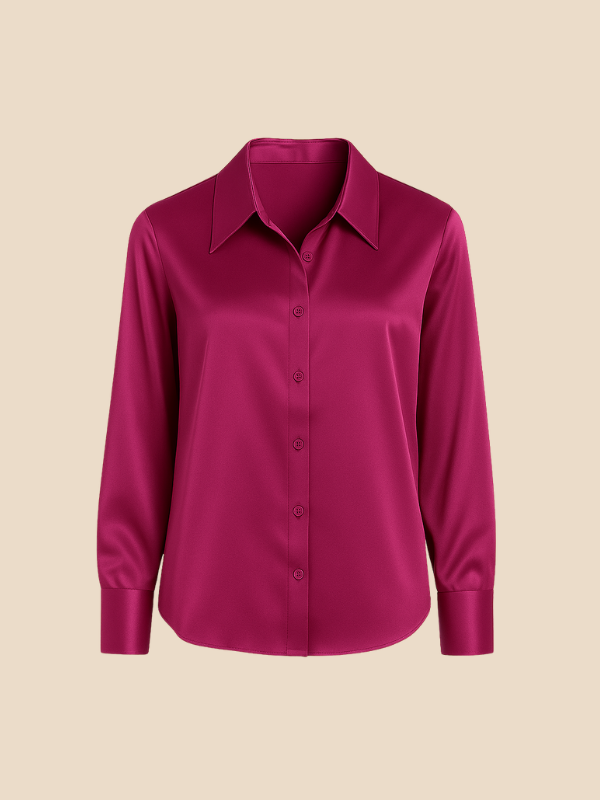 Women's classic long sleeve button blouse, offering elegant and professional style.