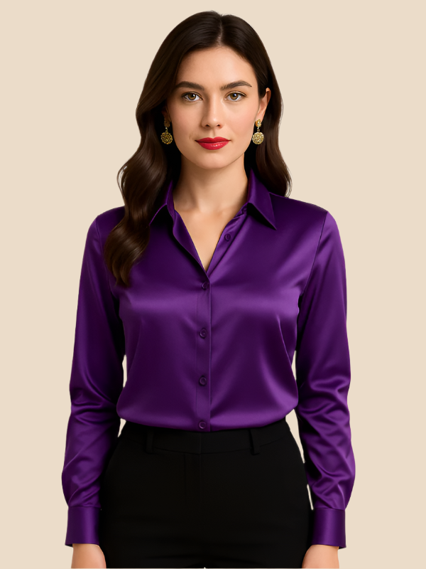 Chic long sleeve button blouse for women, perfect for a polished and professional image.