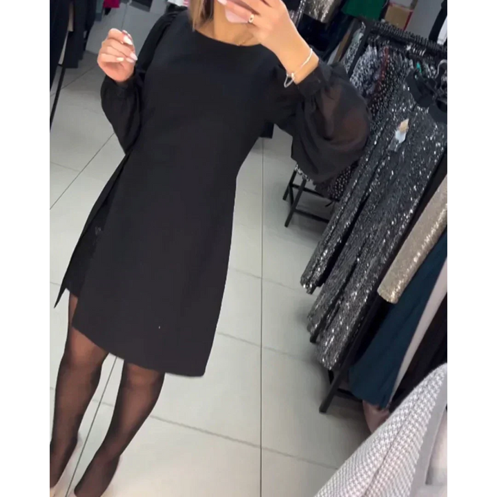 Elegant women's long sleeve classic dress, perfect for formal events or sophisticated casual wear.
