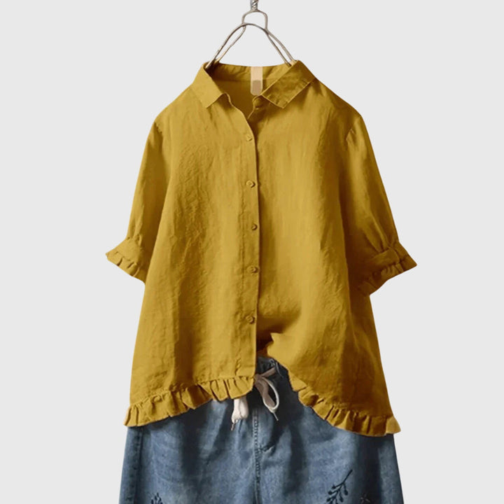 Comfortable women's everyday long sleeve shirt, an elegant and versatile top for your spring wardrobe & casual chic fashion.