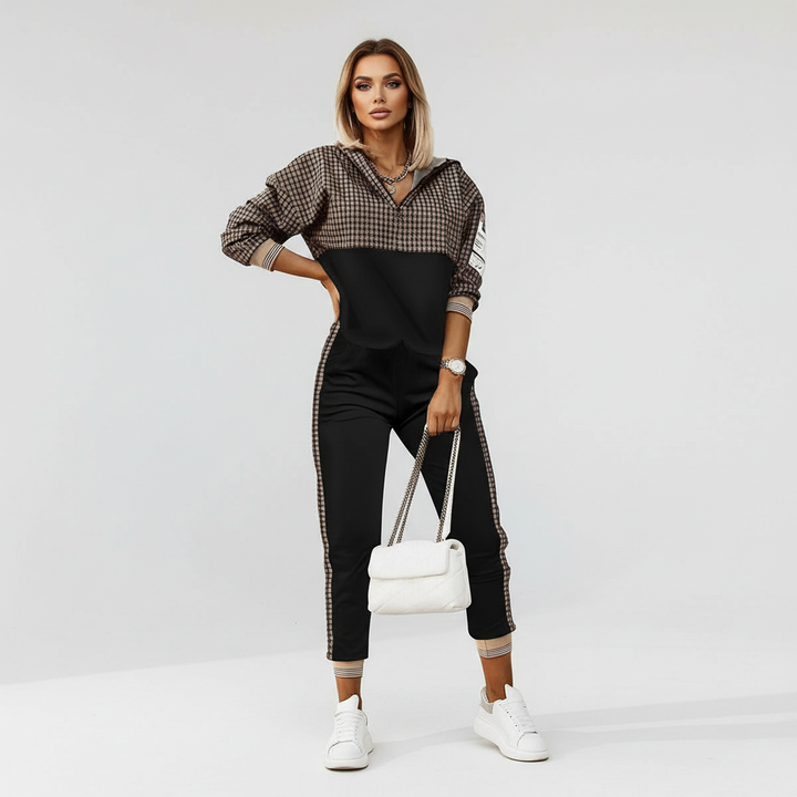 Soft women's loungewear outfit set, a versatile polyester blend for ultimate comfort and elegance.
