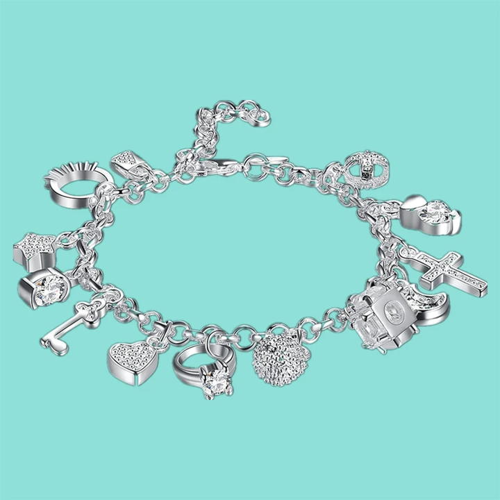 Chic lucky charm bracelet for women. Stylish silver-tone design, an ideal gift for her. Elegant jewelry.
