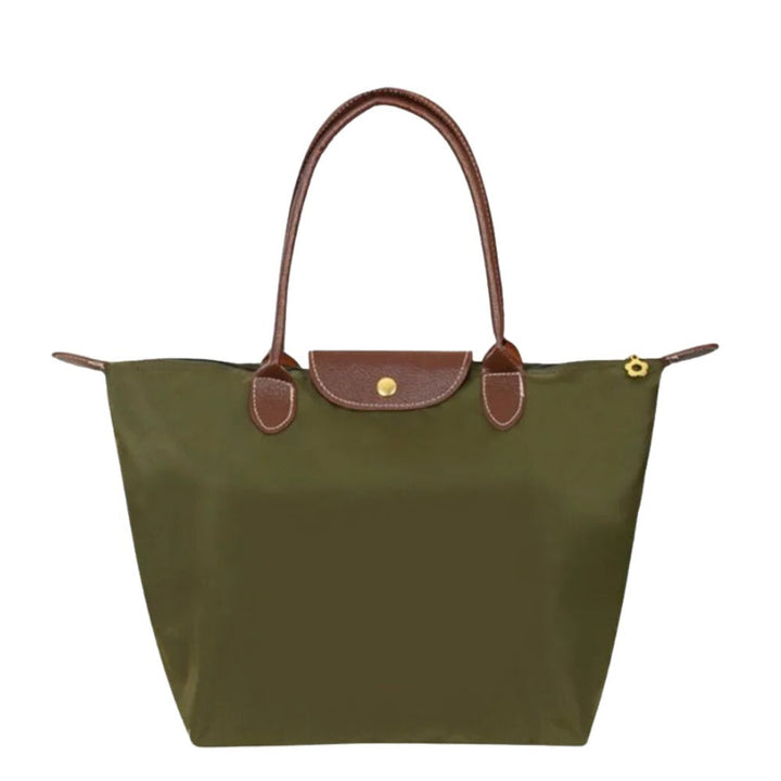 Women's elegant top handle bag in high-quality synthetic leather, a luxury shoulder or hand carry option.