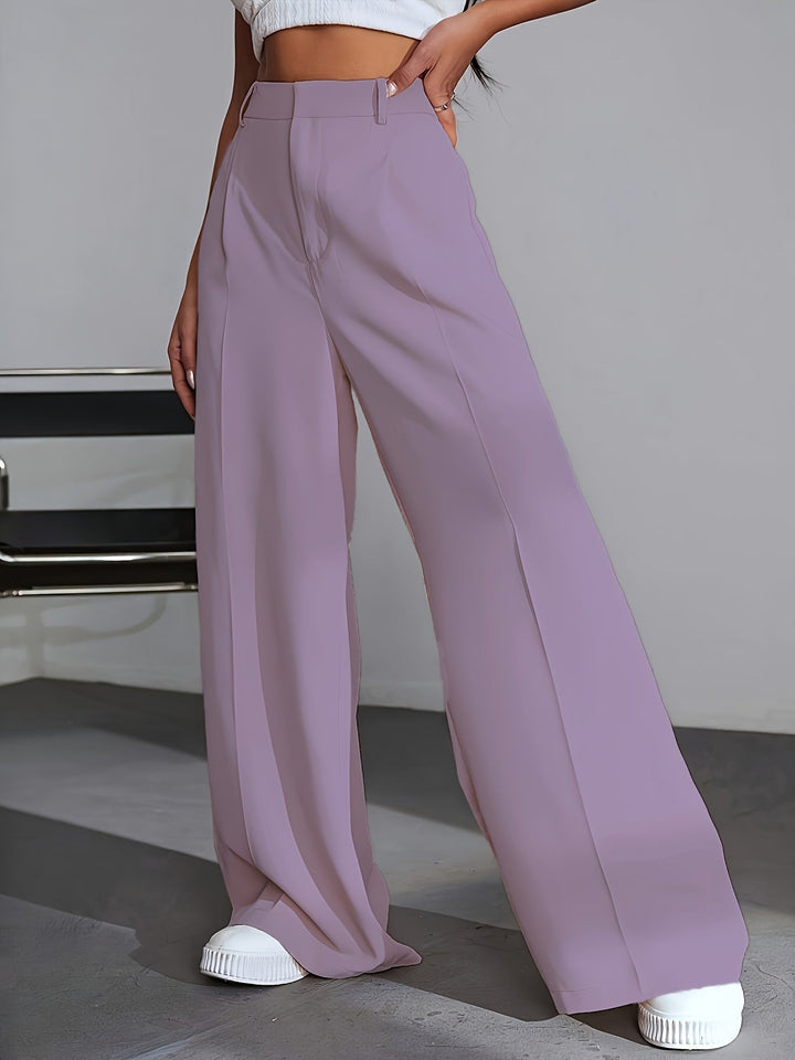 Luxury Lana wide leg trousers for women. Effortless solid color pants, comfortable, chic, and versatile fashion apparel.