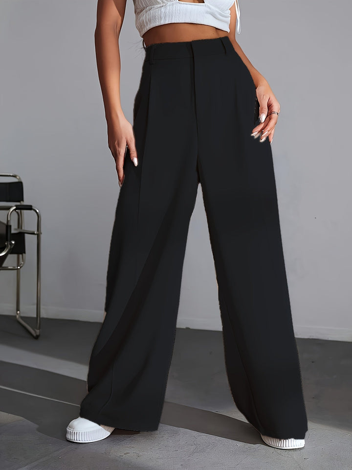 Versatile women's wide leg luxury pants, solid color, designed for a comfortable, elegant, and chic fashion bottom.