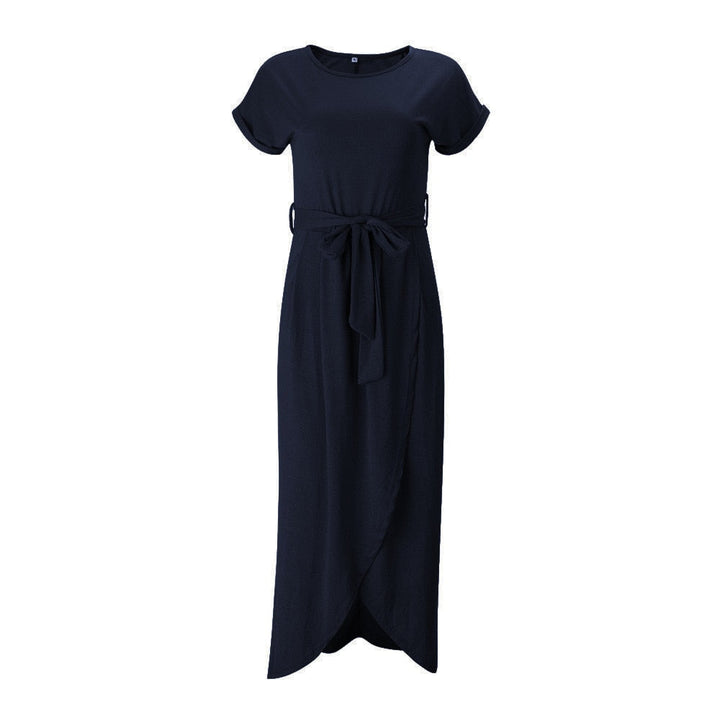 Flowy elegant maxi dress with a side split, designed for women's comfort and style this summer.