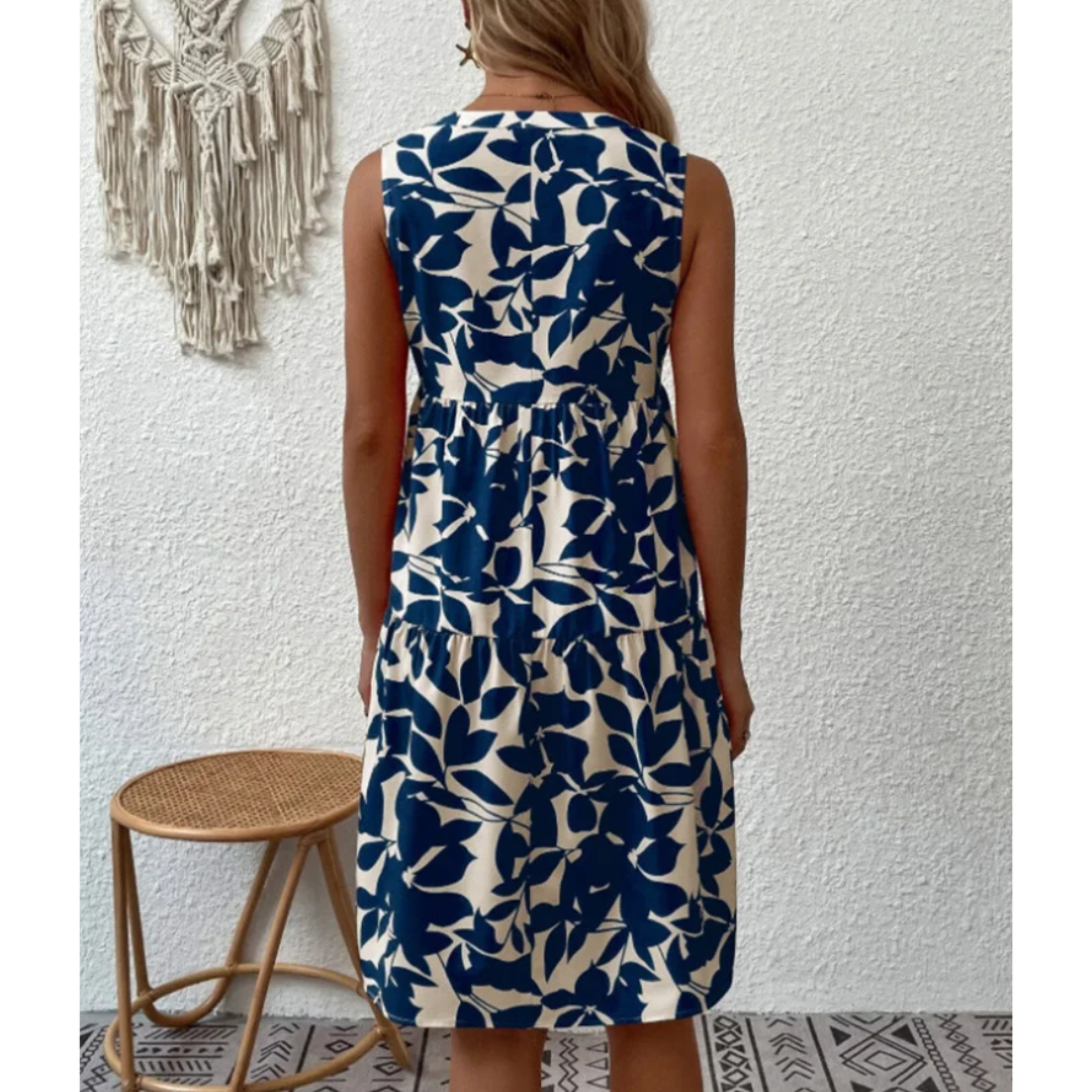 Modern women's midi dress, showcasing elegant fashion with a comfortable and versatile design for any event.