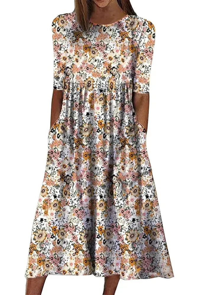 Elegant women's midi dress with classic button details, perfect for day-to-evening chic. Flattering & comfortable fit.