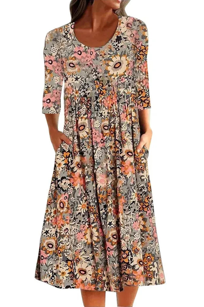 Versatile women's button-detail midi dress, ideal for transitioning from day wear to an elegant evening look.