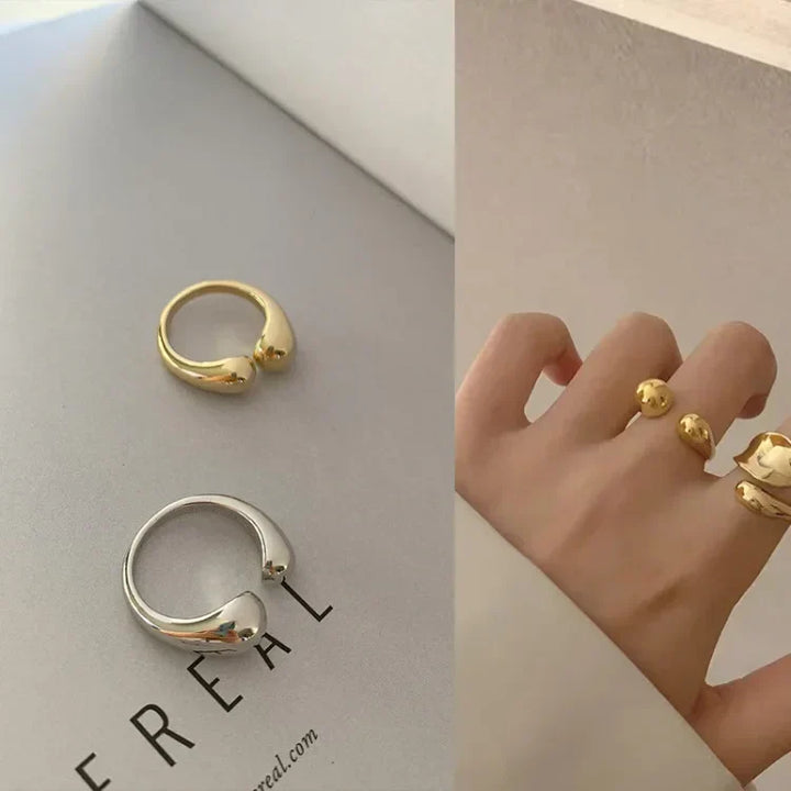 Silver minimalist adjustable women's ring, elegant and hypoallergenic. Versatile stackable jewelry for everyday.