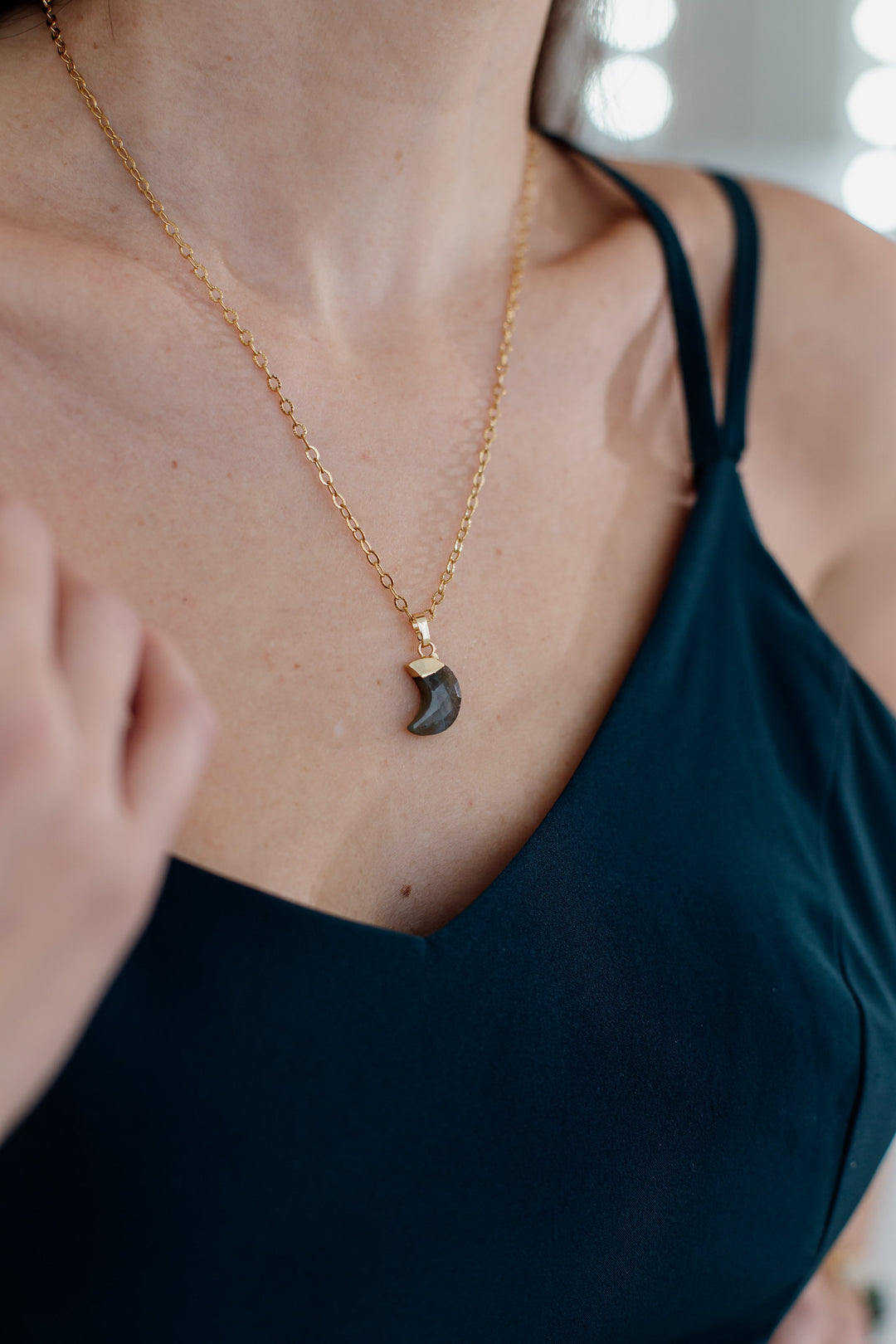 Delicate Moonstone crystal necklace for women, perfect spiritual jewelry gift.