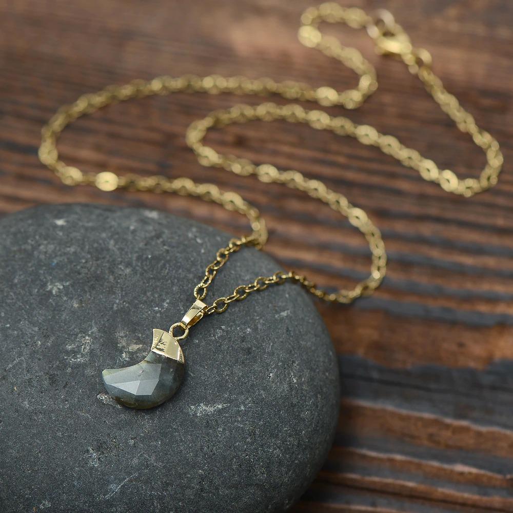 Shimmering Moonstone women's necklace, a spiritual accessory & powerful healing crystal.