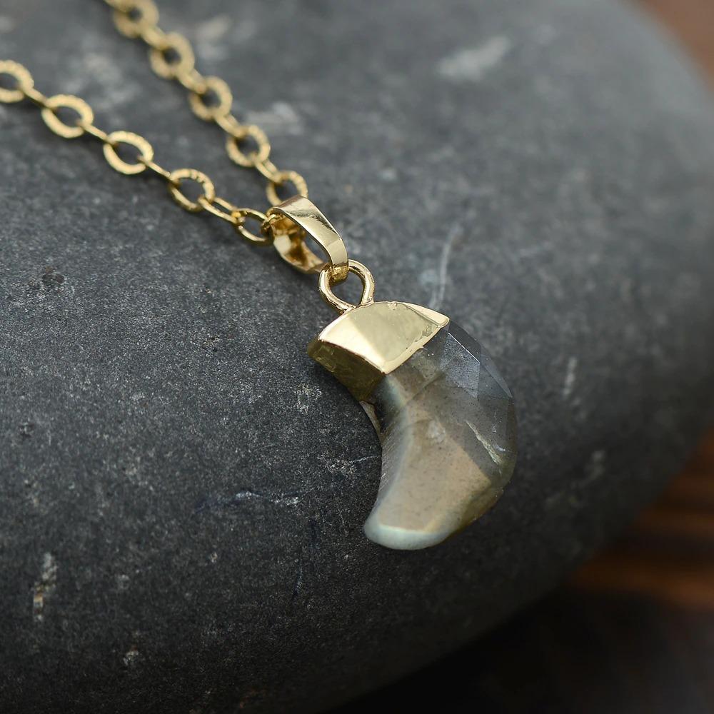 Graceful Moonstone gemstone necklace, ideal women's spiritual healing crystal jewelry.
