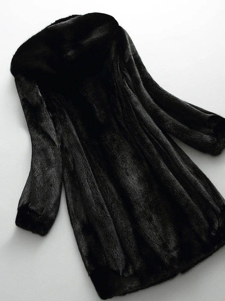 Plush Napoli long winter coat for women. Luxurious, warm outerwear, ideal for elegant cold weather style.