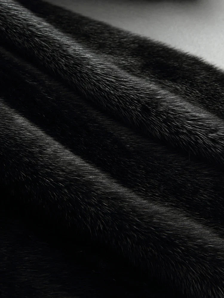 Long elegant women's Napoli winter coat. Plush, warm outerwear for a sleek and sophisticated cold-weather look.